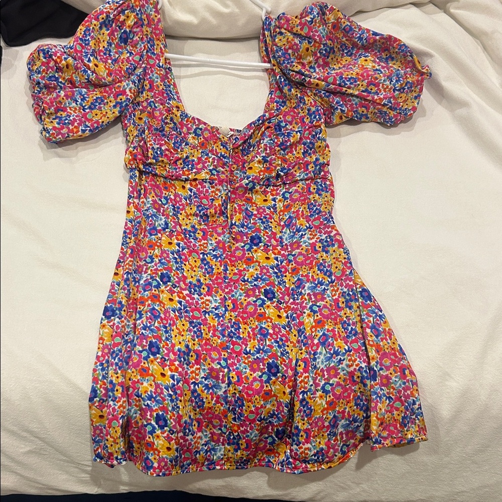 For Love & Lemons Floral Mini Dress in Pink, Yellow, Blue